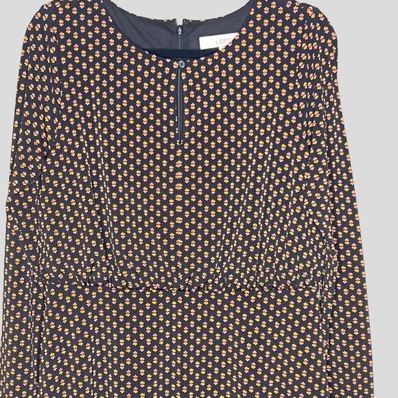 Loft Ann Taylor Key Hole Cutout Dress Mini Florals Long Sleeve Career Size 8 - Picture 5 of 10